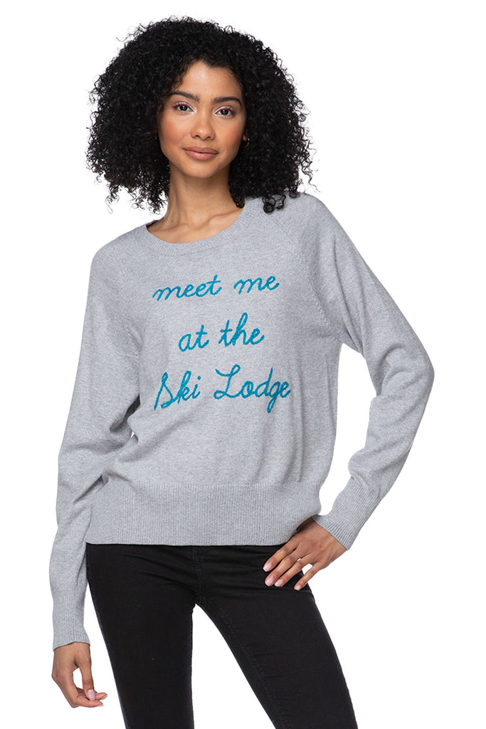 Eco Cotton Crew Sweater | Meet me at the Ski Lodge Embroidery