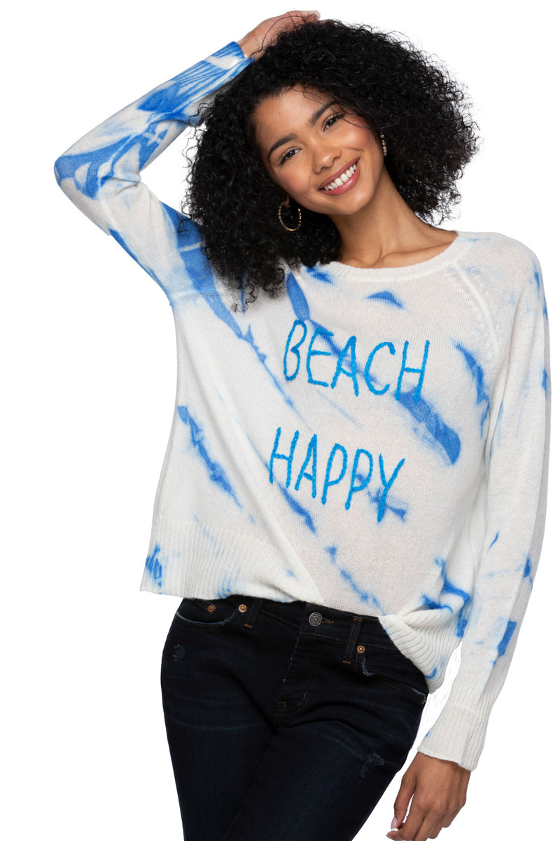 Raglan Crewneck Tie Dye Cashmere Embroidery