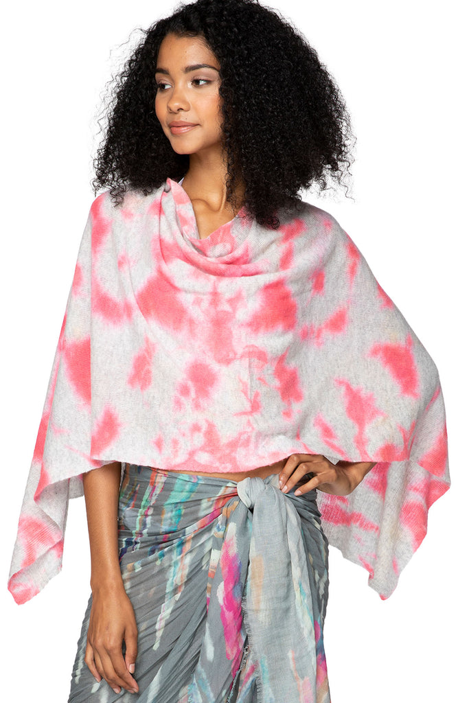Poolside Poncho Cashmere |  Sunset Tie Dye