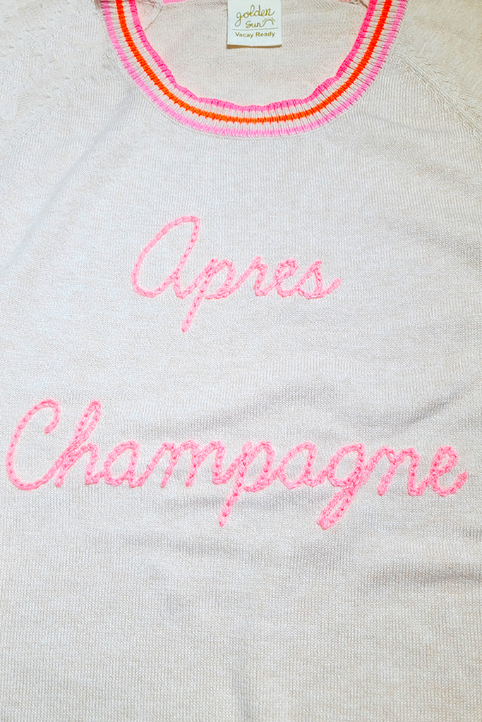 Eco Cotton Crew Striped Sweater | Après Champagne Embroidery