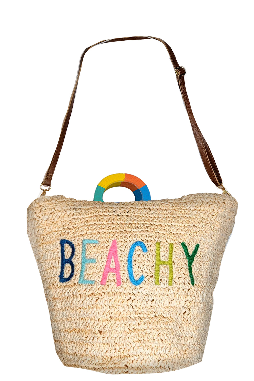 Under the Palms Tote Bag - Beachy Embroidery