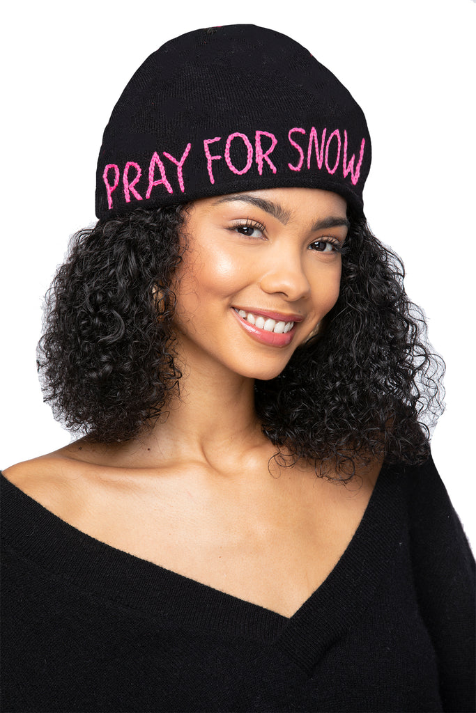 Bonfire Cashmere Beanie with Hand Stitch Embroidery | Pray for Snow