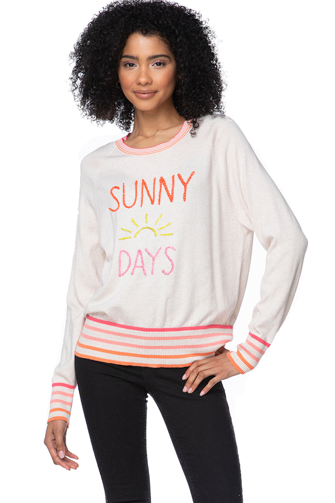 Eco Cotton Crew Striped Sweater | Sunny Days Embroidery
