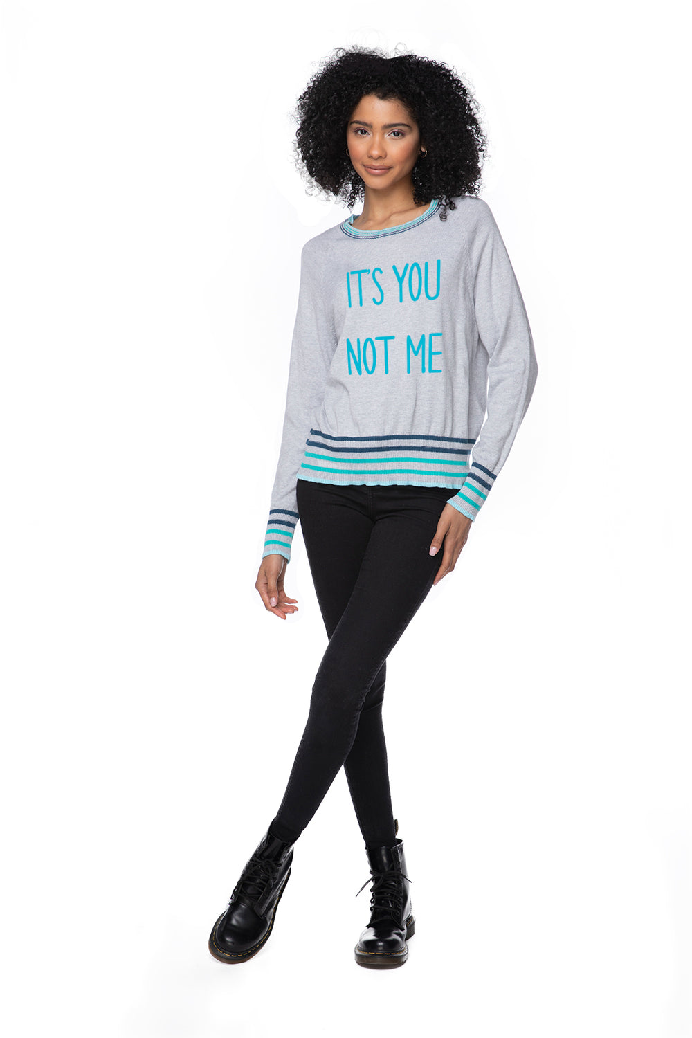 Eco Cotton Crew Striped Sweater | It's You Not Me Embroidery