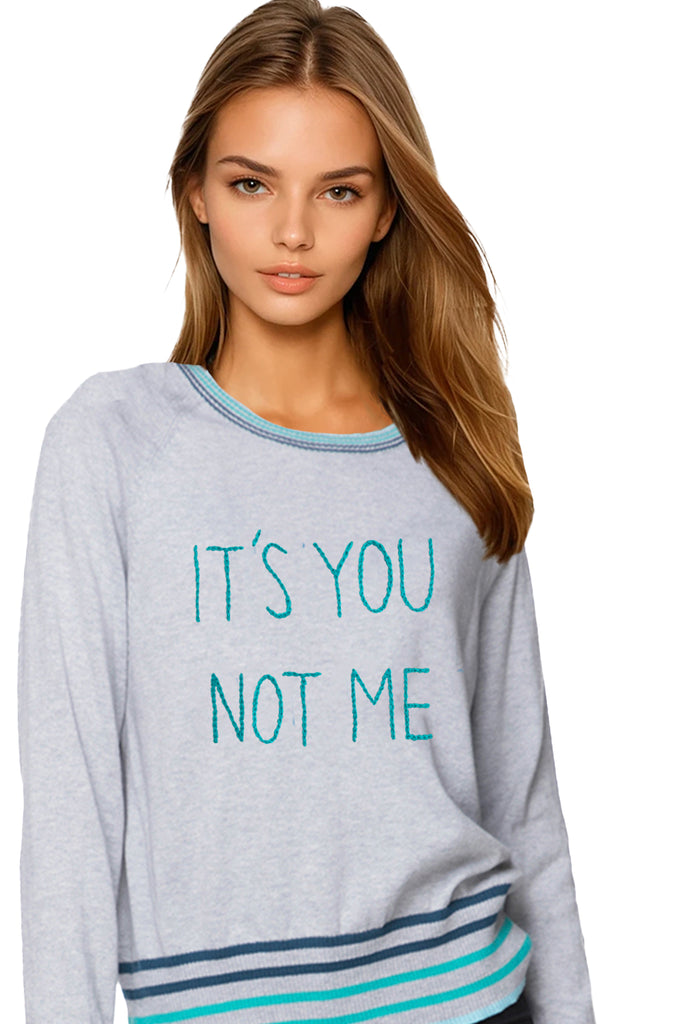 Eco Cotton Crew Striped Sweater | It's You Not Me Embroidery