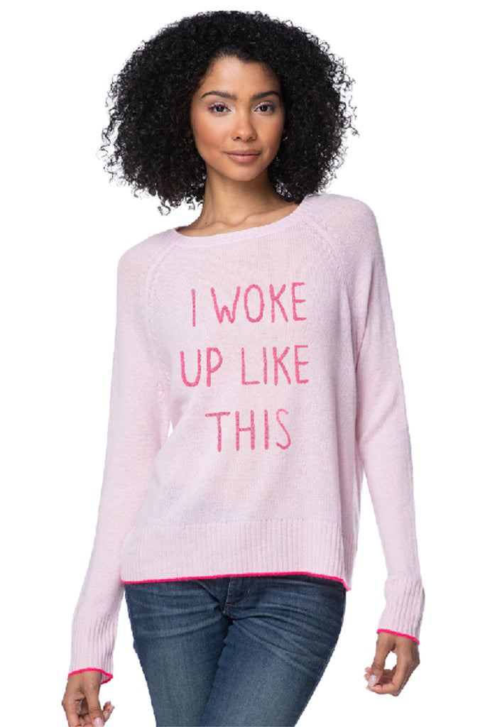 100% Cashmere Crewneck Sweater | I Woke Up Like This Embroidery