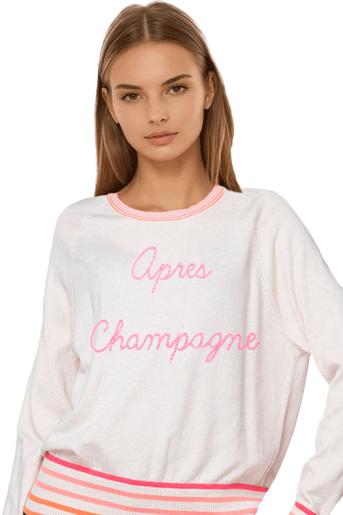 Eco Cotton Crew Striped Sweater | Après Champagne Embroidery