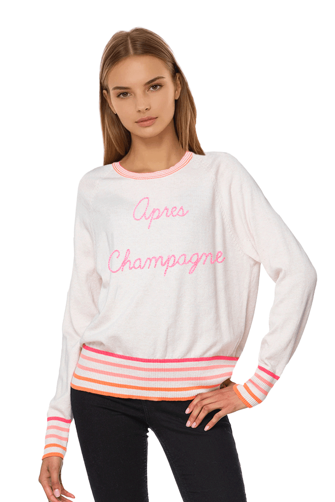 Eco Cotton Crew Striped Sweater | Après Champagne Embroidery