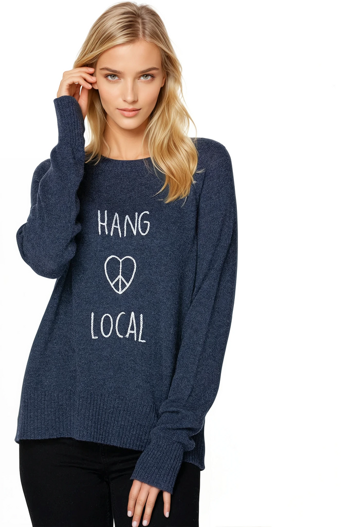 Life is Good | Cashmere Crewneck Sweater | Hang Local Embroidery