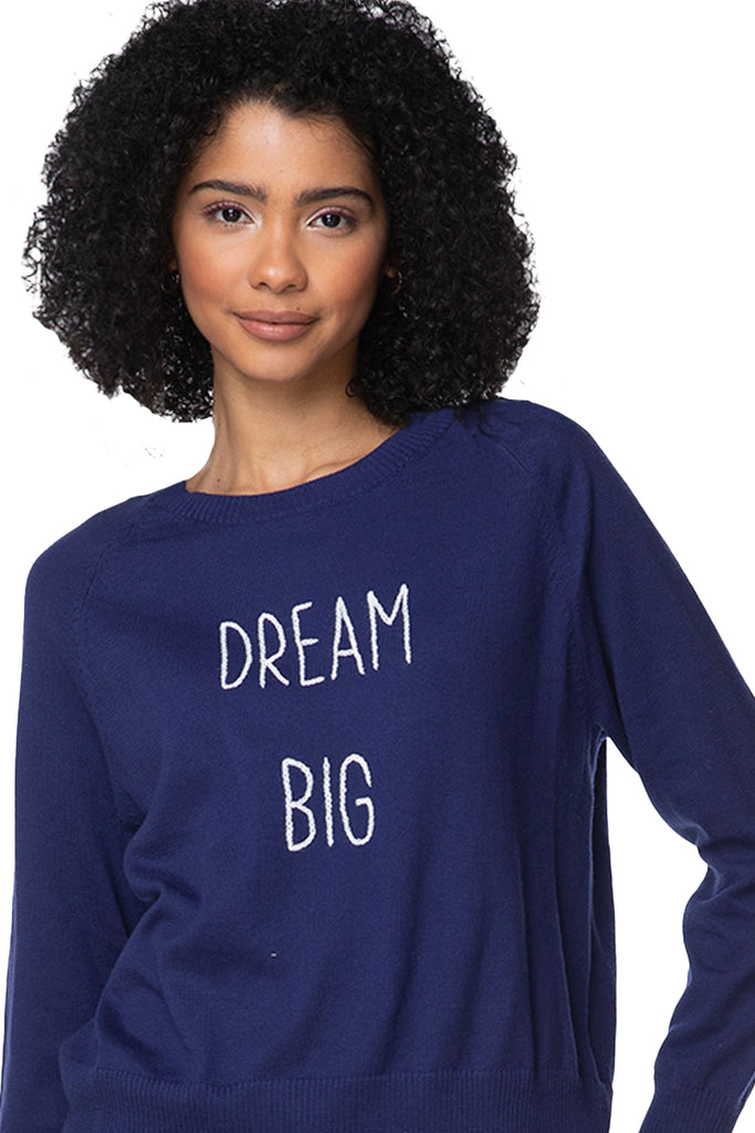 Eco Cotton Crew Sweater | Dream Big Embroidery Stitch