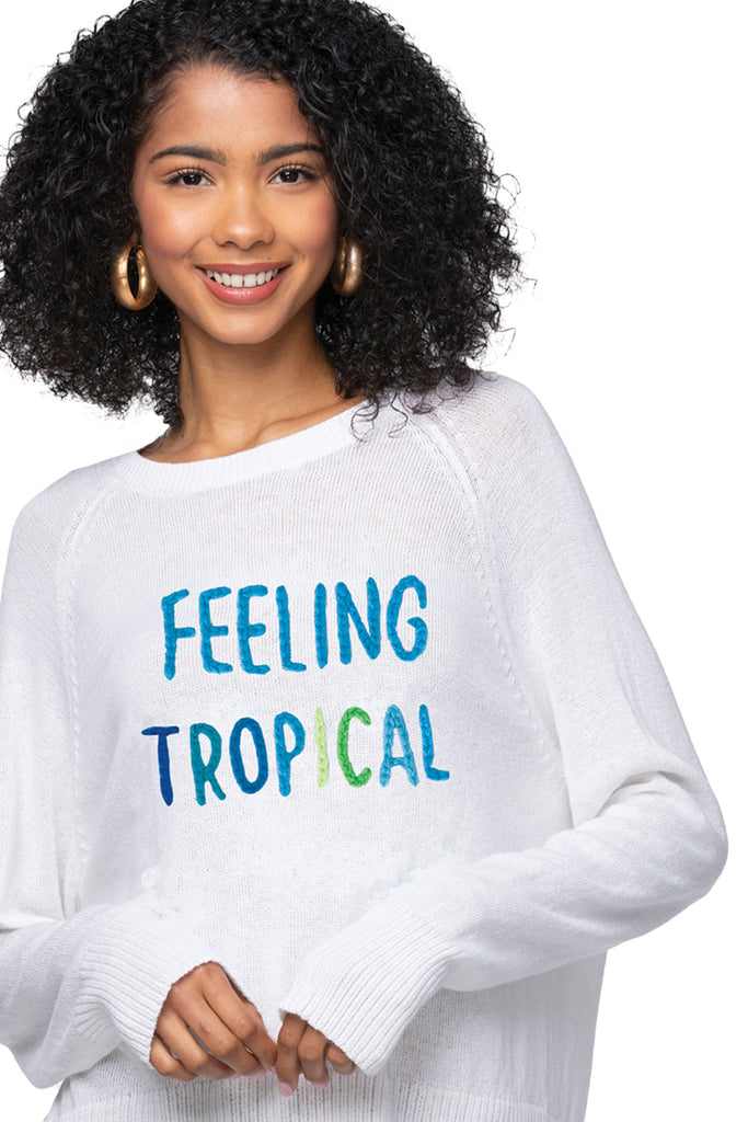 Eco Cotton Crew Sweater | Feeling Tropical Embroidery
