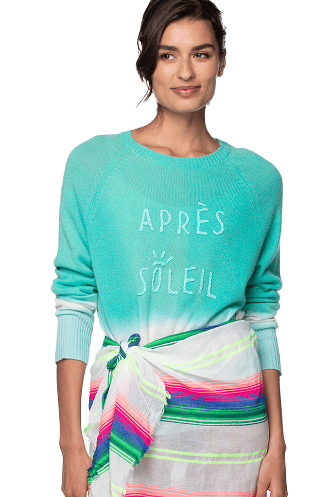 Too Wavy Crew | Dip Dye Cashmere Crew | Aprés Soleil Embroidery