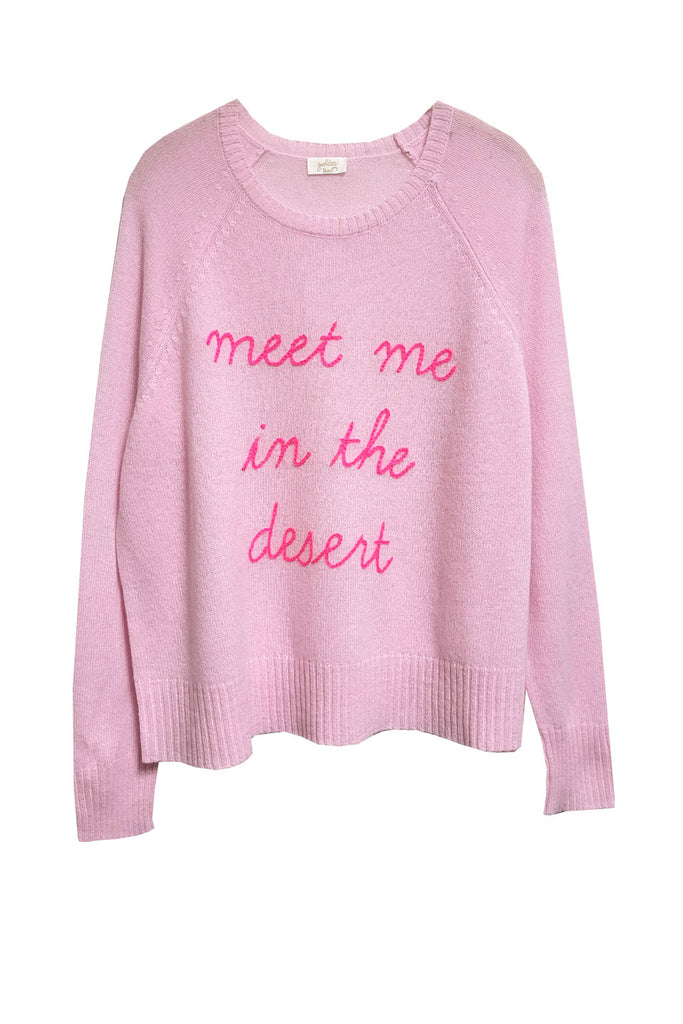 Places to Go Hand Stitch Embroidery Cashmere Crew | Meet me in the desert