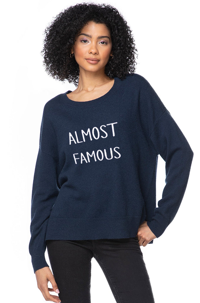 Life is Good | Cashmere Crewneck Sweater | Almost Famous Embroidery