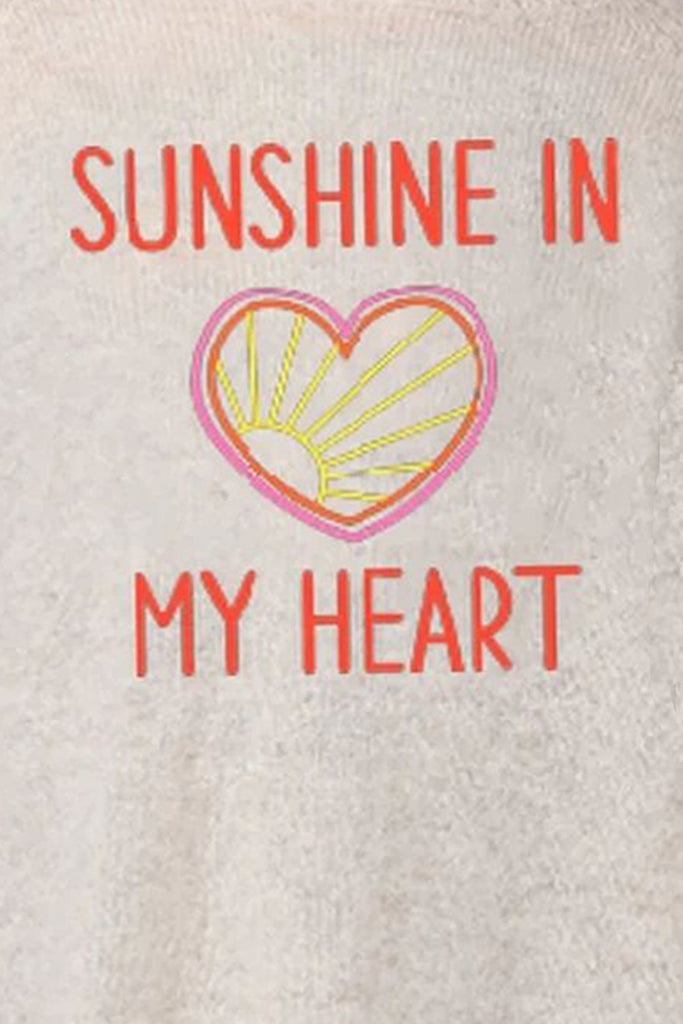 100% Cashmere Crewneck Sweater | Sunshine in My Heart Embroidery