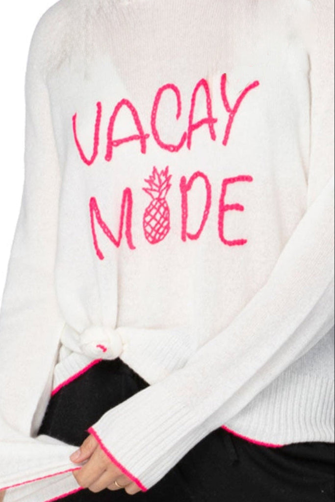 Places to Go | 100% Cashmere Crewneck | Vacay Mode Embroidery Stitch