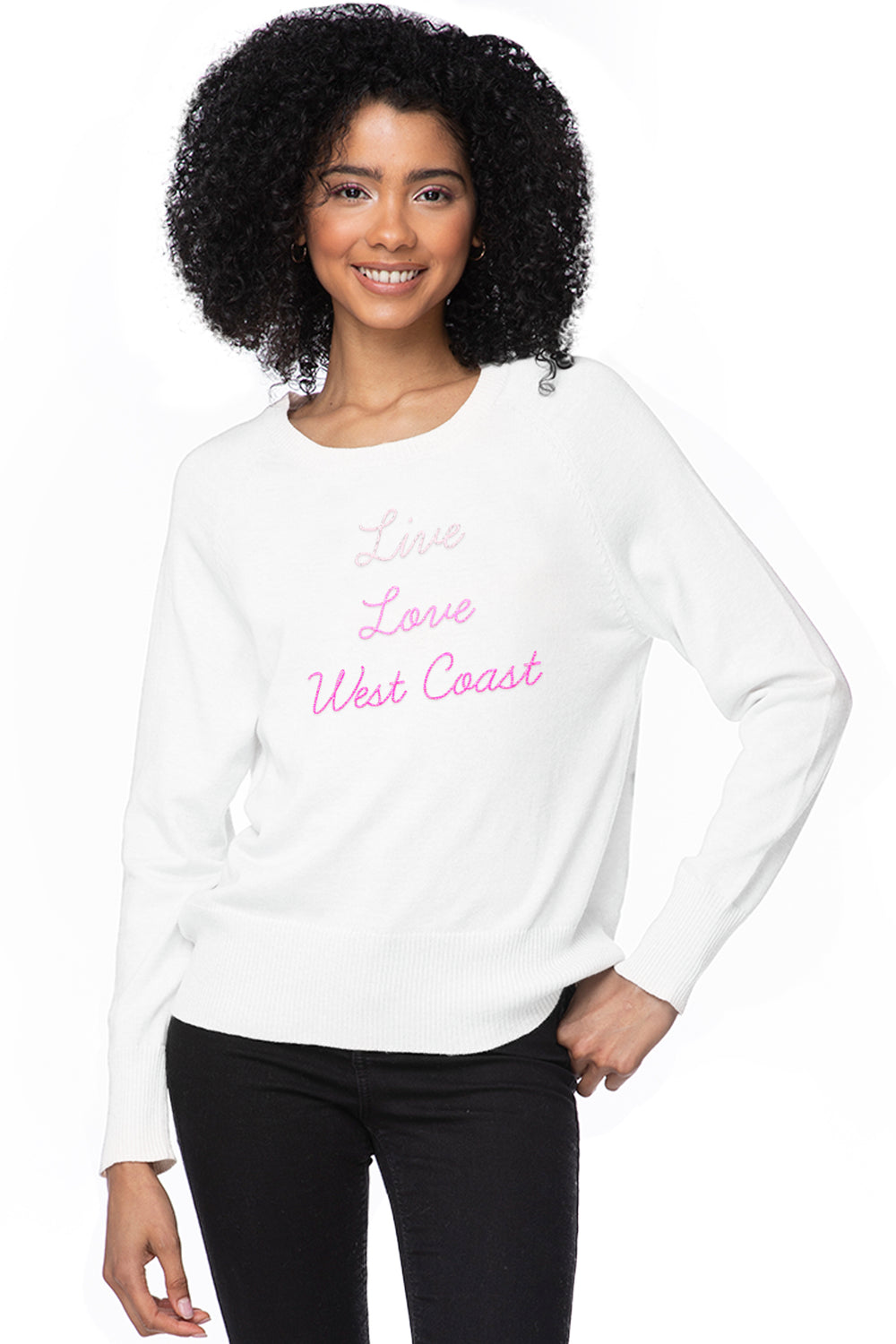 Eco Cotton Crew Sweater | Live Love West Coast Embroidery
