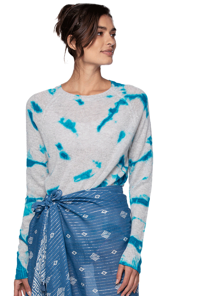 Beach House | Cashmere Off Shoulder | Blue Greens Tie Dye