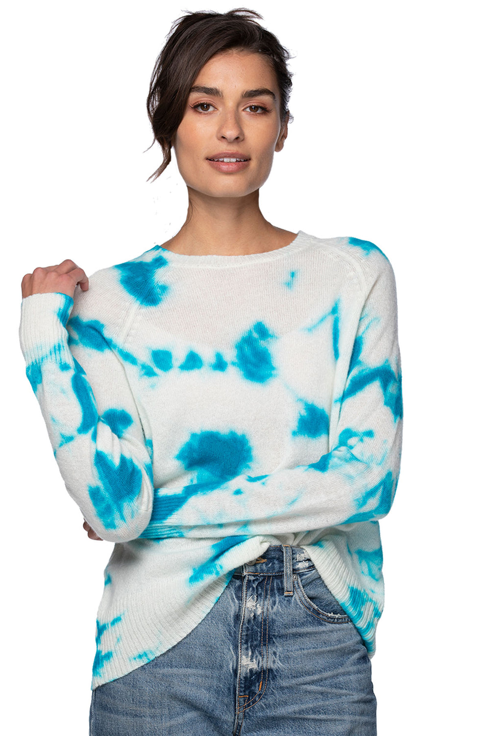 Places to Go | Cashmere Crewneck Sweater | Pacific White Tie Dye
