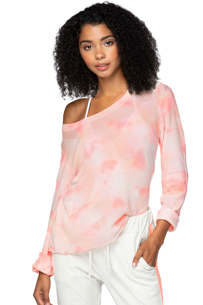 100% Cashmere Off Shoulder Tie Dye Cashmere Sunset Colors