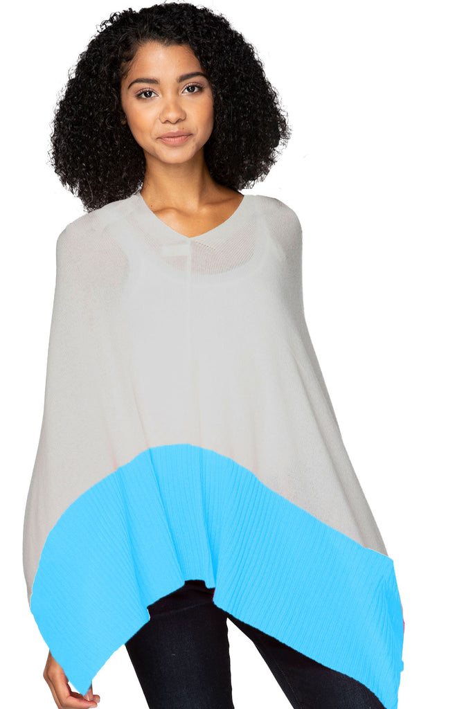 100% Cashmere Cabana Poolside Poncho Sweater |  Bi-Color