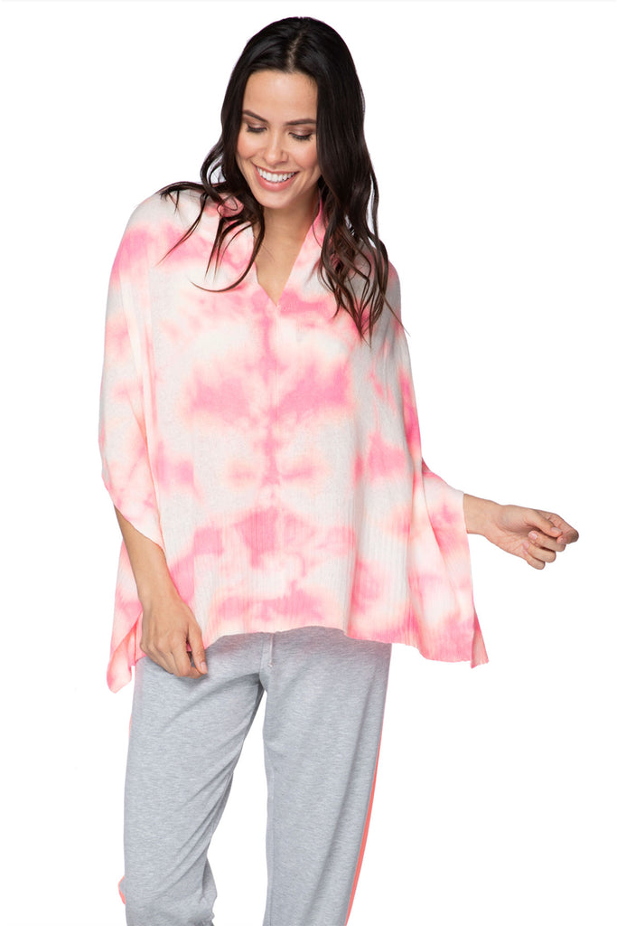 Poolside Poncho Cashmere |  Hibiscus Tie Dye