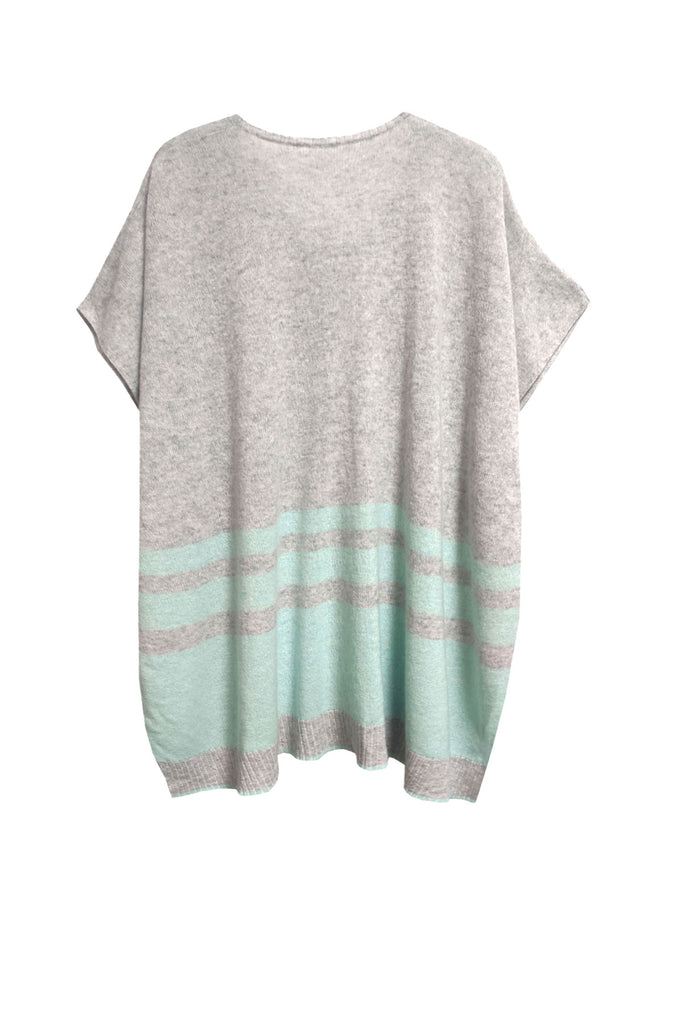 100% Cashmere Pullover Poncho Sweater in Hampton Stripe Bottom