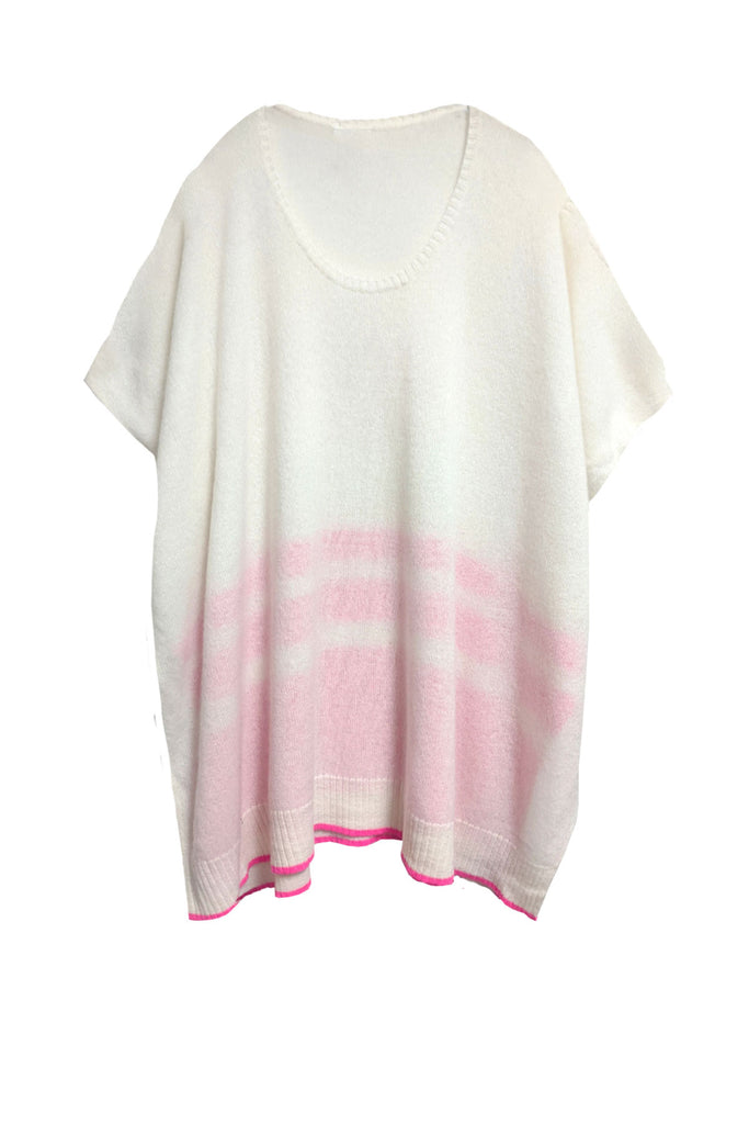 100% Cashmere Pullover Poncho Sweater in Hampton Stripe Bottom