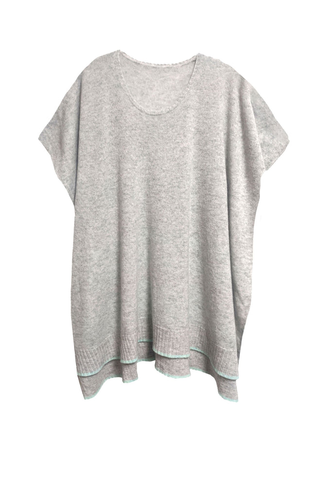 100% Cashmere Pullover Poncho Sweater in Hampton Stripe Bottom