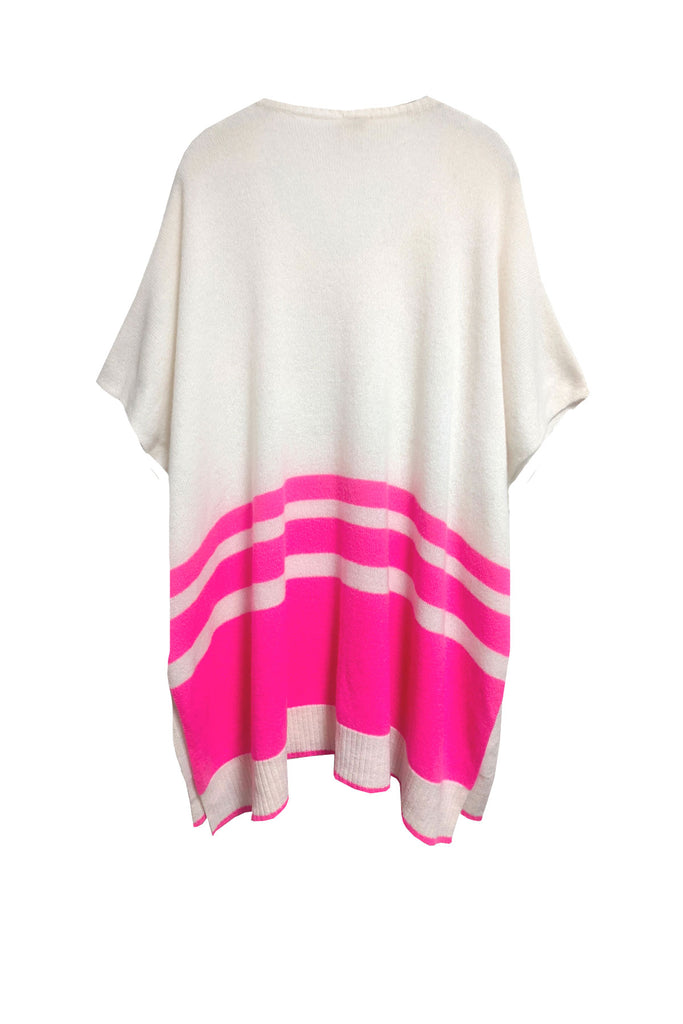 100% Cashmere Pullover Poncho Sweater in Hampton Stripe Bottom