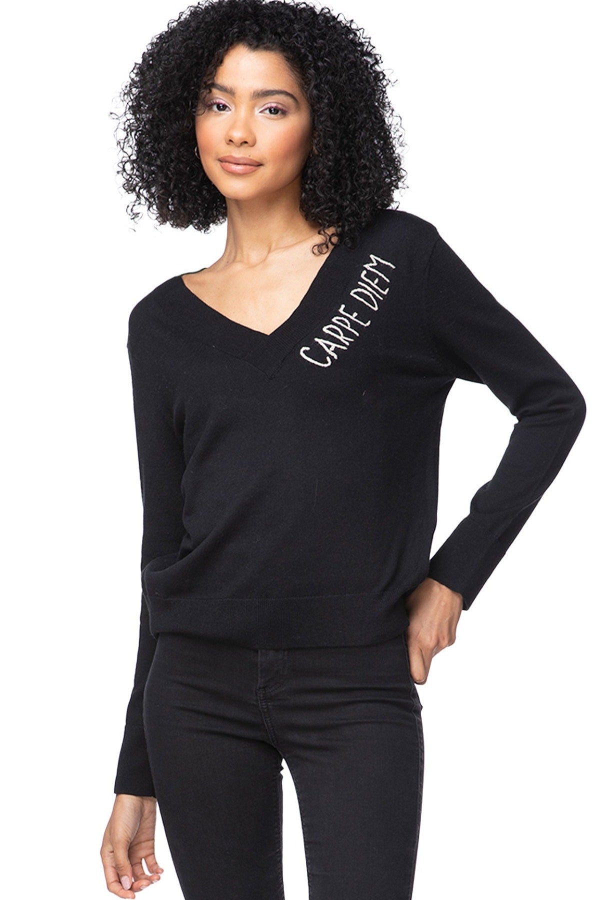 Eco Cotton V-Neck Sweater Carpe Diem