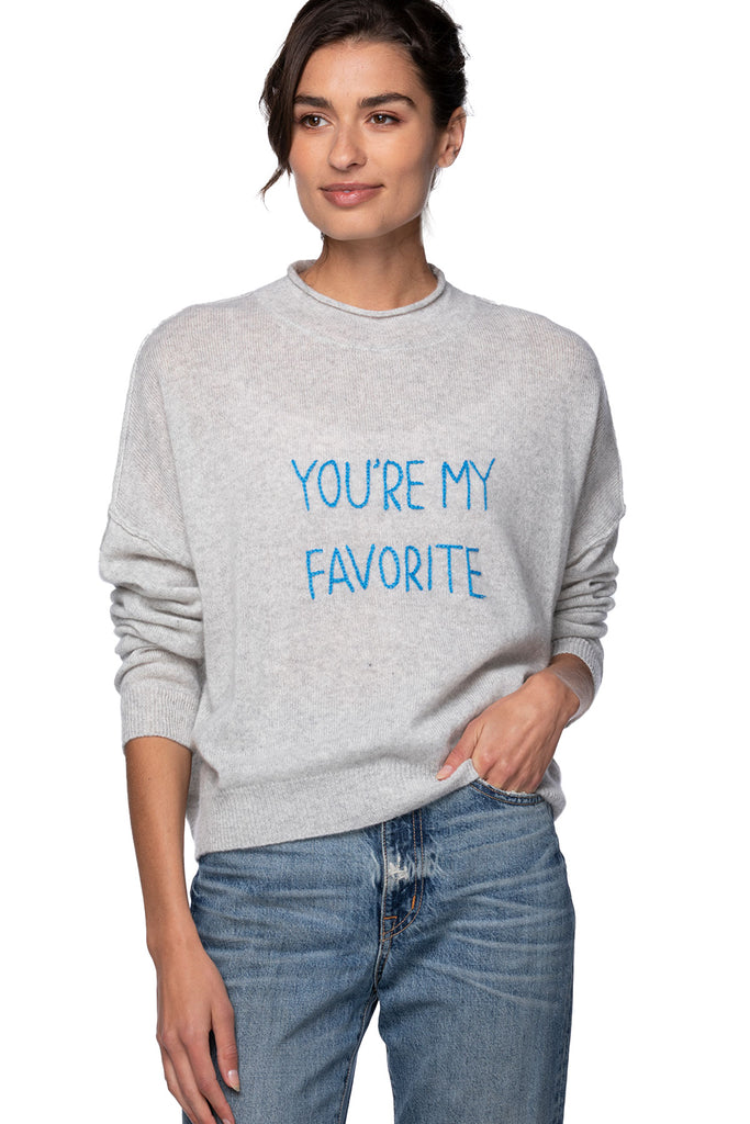 Funnel Neck Embroidery Cashmere Sweater |  You're My Favorite