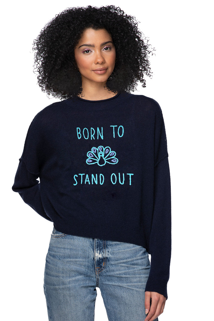 Funnel Neck Embroidery Cashmere Sweater |  Born to Stand Out