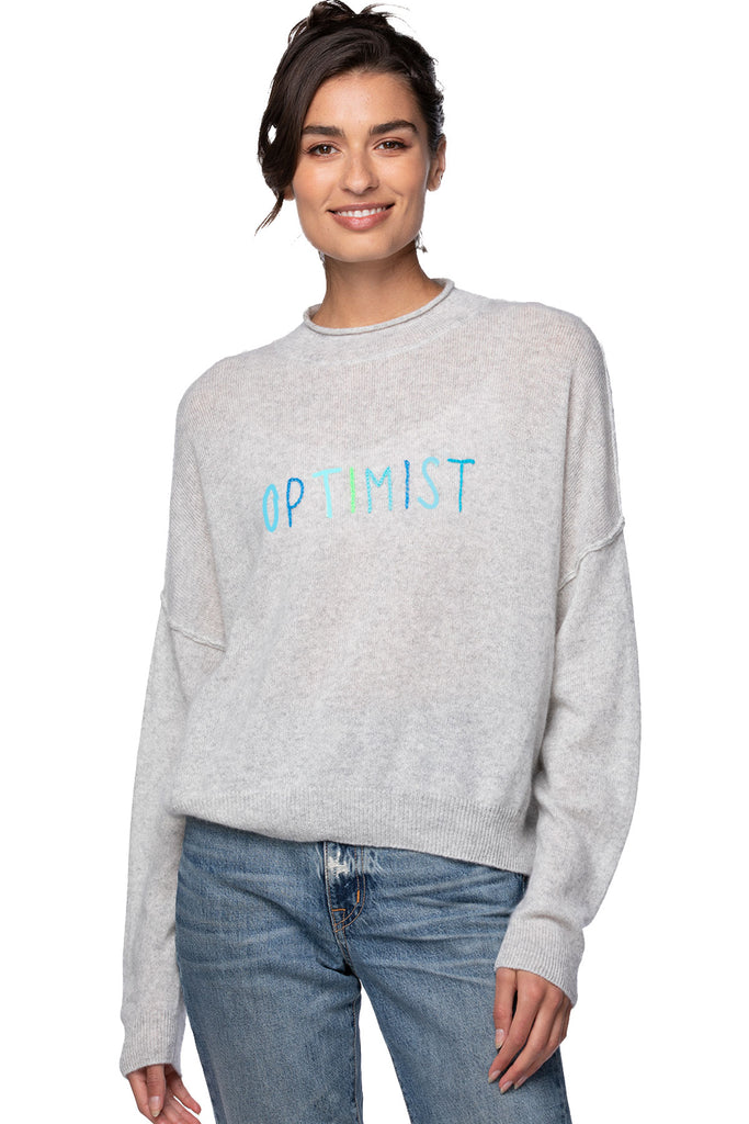 Funnel Neck Embroidery Cashmere Sweater |  Optimist