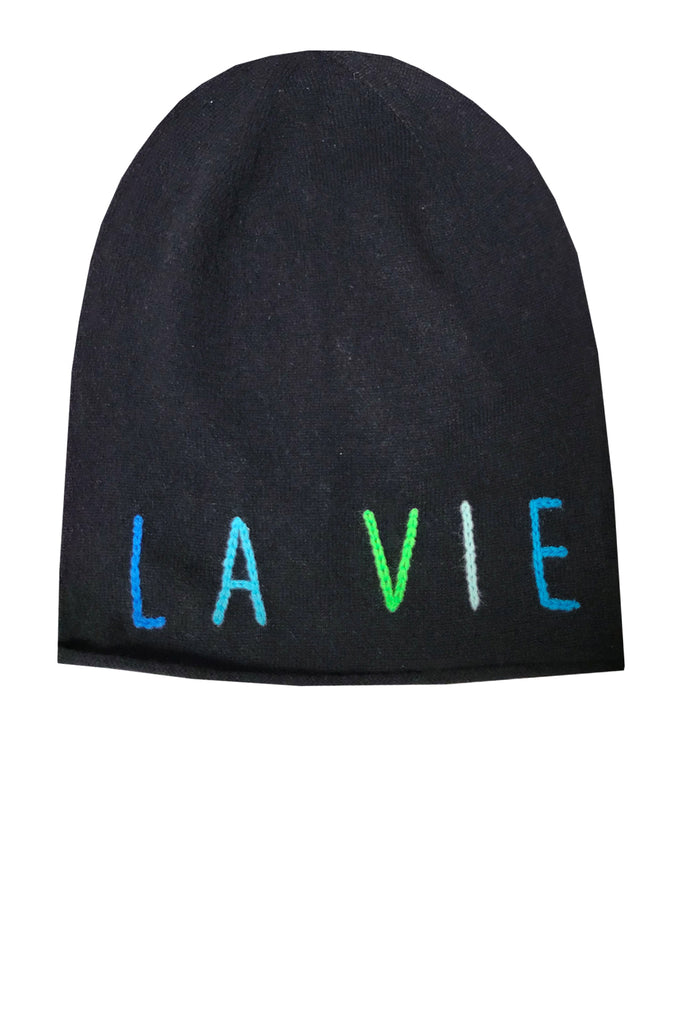 Bonfire Cashmere Beanie with Hand Stitch Embroidery