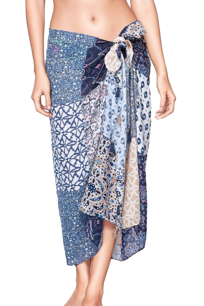 Marisa Patchwork Print Sheer Sarong Coverup
