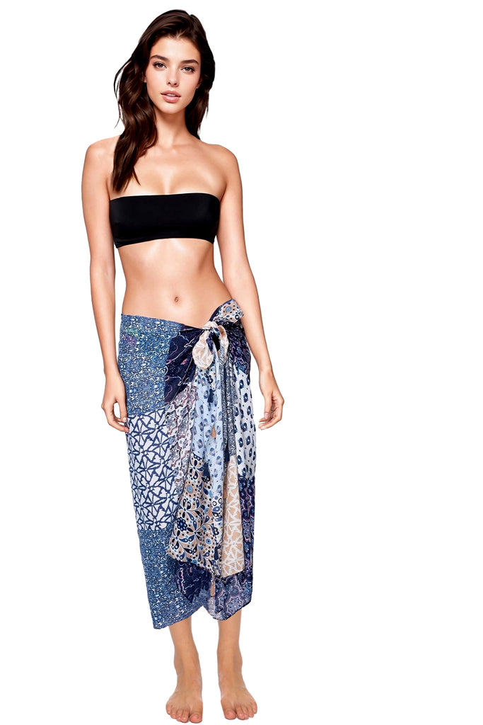 Marisa Patchwork Print Sheer Sarong Coverup