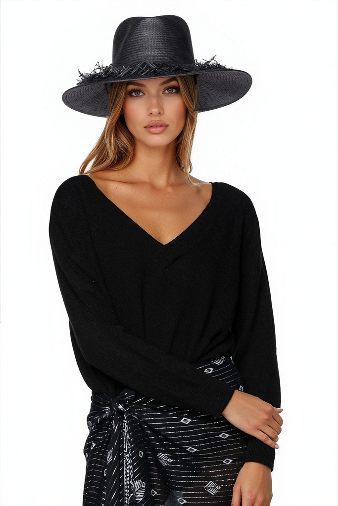 Seaside Fringe Summer Hat Black Pool to Party Darcie Hat
