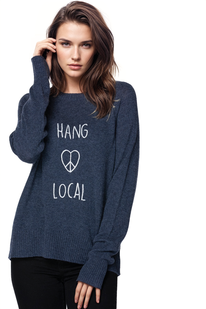 Life is Good | Cashmere Crewneck Sweater | Hang Local Embroidery