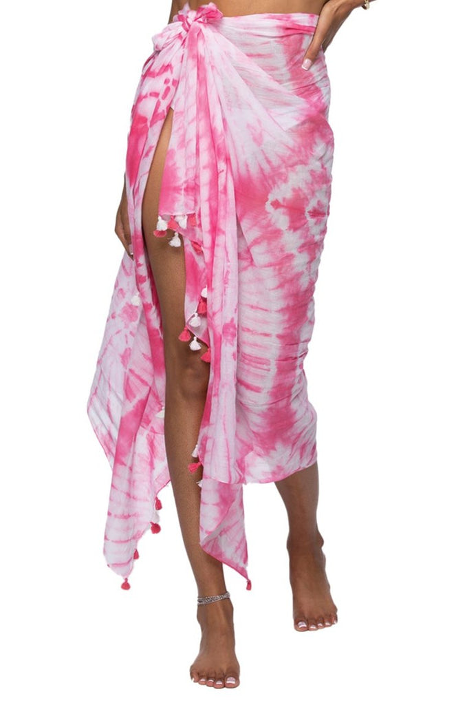 Beach Breeze Print | Sarong Wrap in Pink Tie Dye