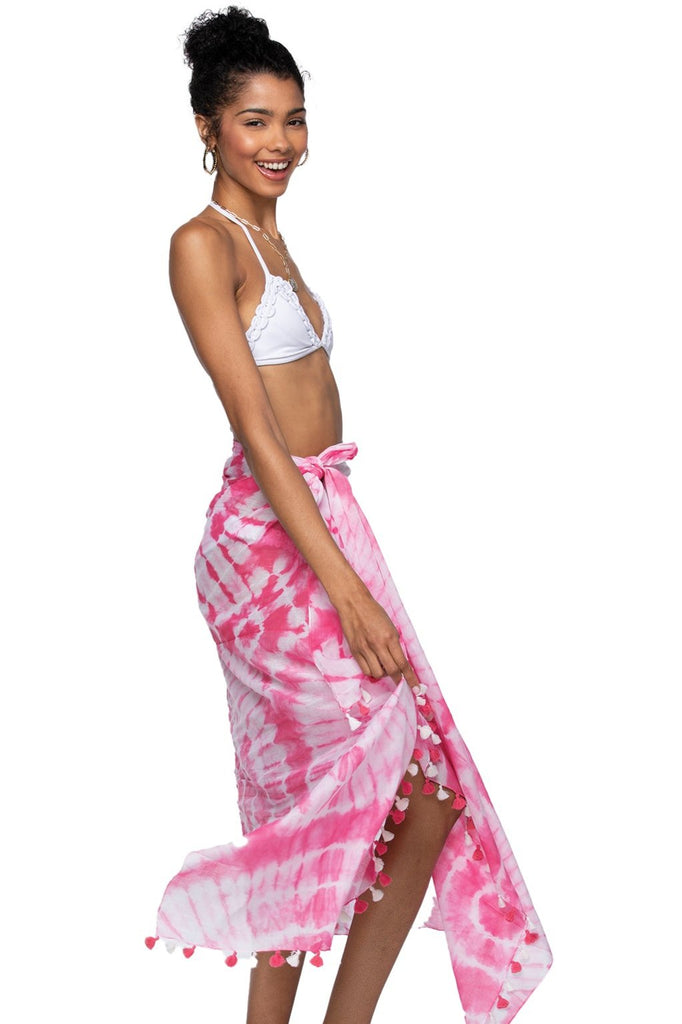 Beach Breeze Print | Sarong Wrap in Pink Tie Dye