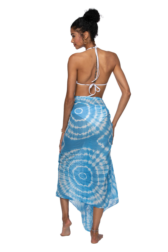 Beach Breeze Print | Sarong Wrap in Aqua Blue Tie Dye