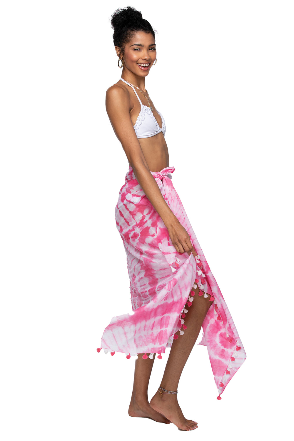 Beach Breeze Print | Sarong Wrap in Pink Tie Dye