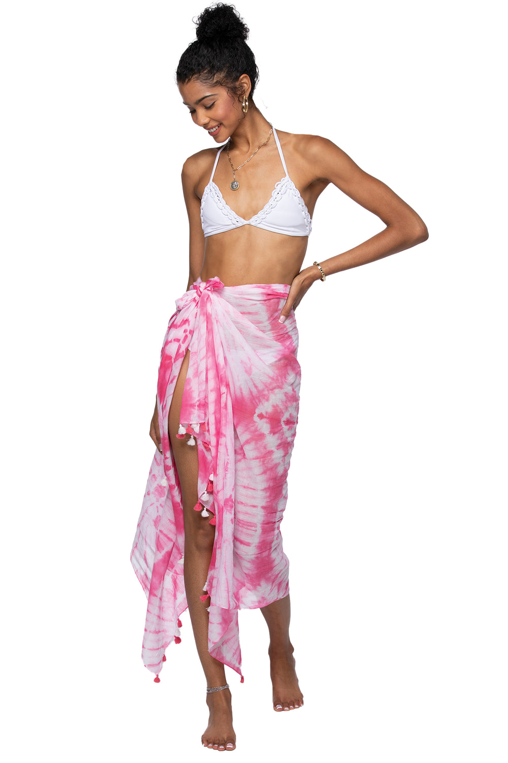 Beach Breeze Print | Sarong Wrap in Pink Tie Dye