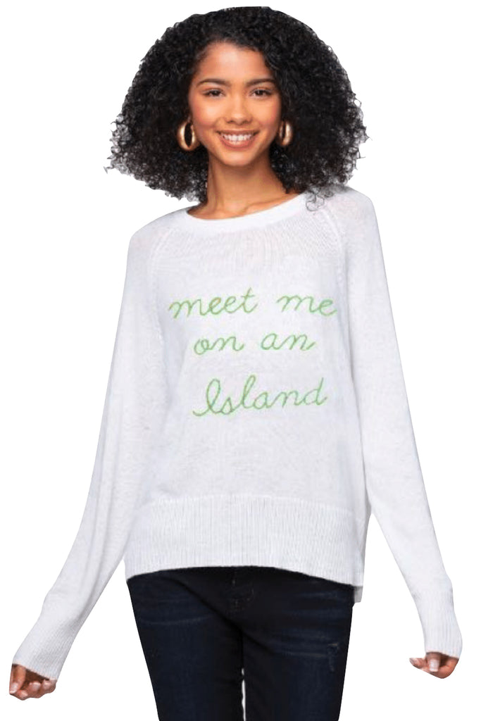 Eco Cotton Crew Sweater | meet me on an Island White