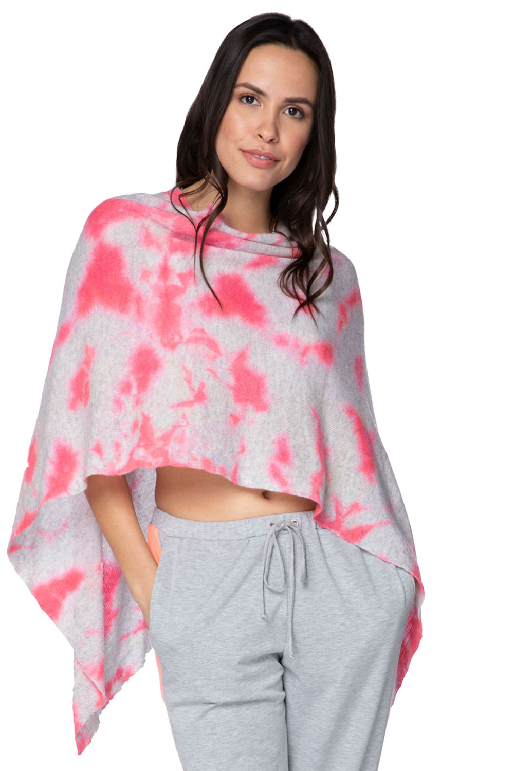 Poolside Poncho Cashmere |  Sunset Tie Dye