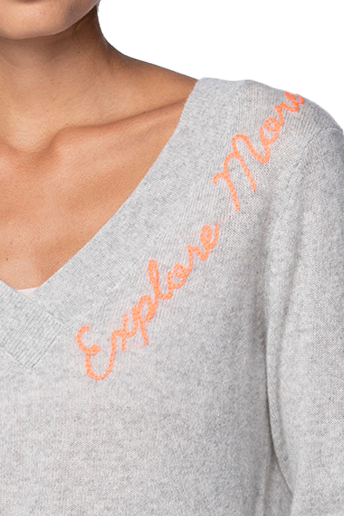Essential Cashmere V-Neck |  Explore More Embroidery - goldensunbrand