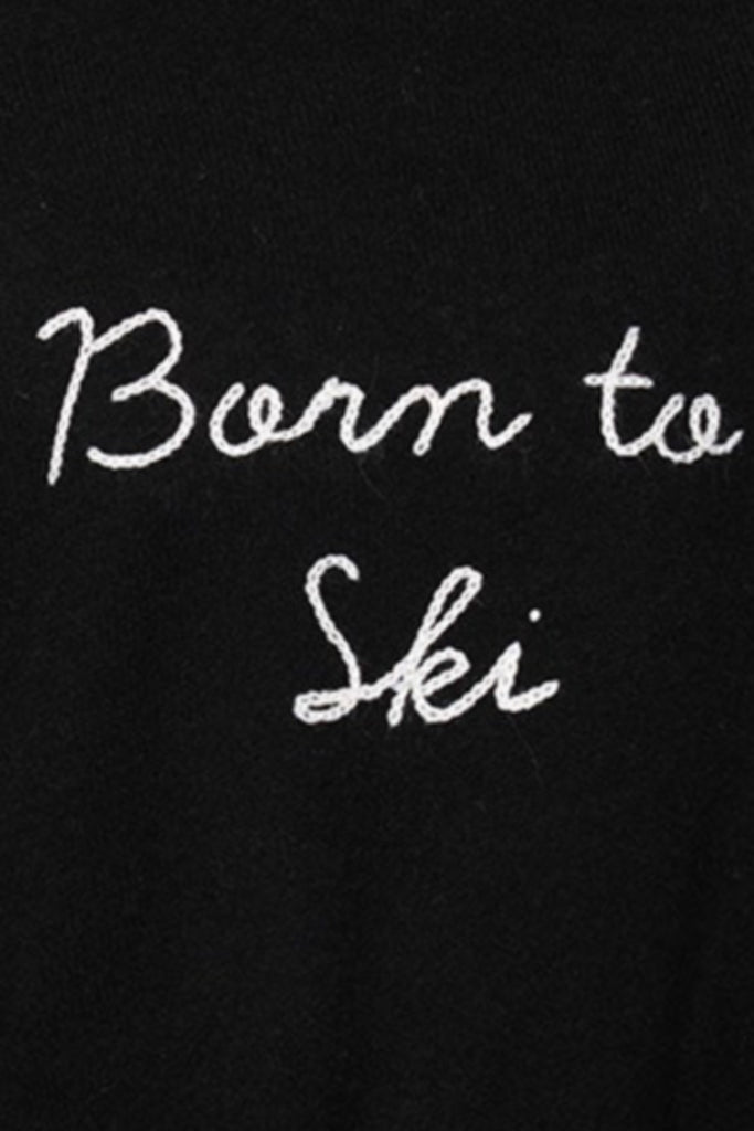 Funnel Neck Embroidery Cashmere Sweater |  Born to Ski - goldensunbrand